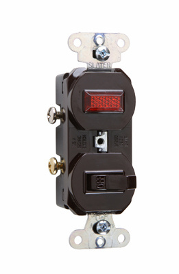 Product image for Pass & Seymour 692-G Single Pole, Single Pilot Light, Combination Switch, 15 amps, 120V - Brown