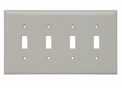 Pass & Seymour SPJ4-LA 4-Gang 4-Toggle Light Almond Smooth Thermoset Plastic Junior-Jumbo Wallplate Product image for Pass & Seymour SPJ4-LA 4-Gang 4-Toggle Light Almond Smooth Thermoset Plastic Junior-Jumbo Wallplate
