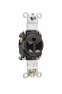 Product image for Pass & Seymour 5261-BK Single Receptacle, HD Spec Grade, 15A 125V Back & Side Wired - Black