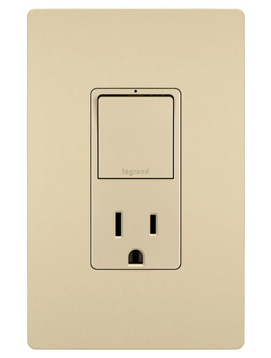 Product image for Pass & Seymour RCD38TRI Combination Single Pole/3-Way Switch & Tamper Resistant Receptacle, 15A 120/125V - Ivory