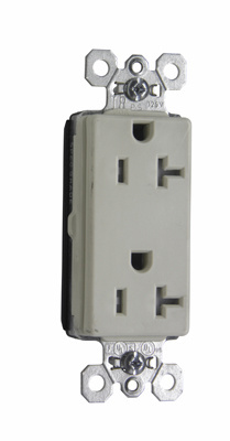 Product image for Pass & Seymour PTTR26362-LA PlugTail™ Tamper-Resistant Decorator Spec Grade Duplex Receptacle, 20A 125V - Light Almond