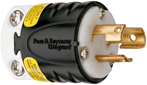 Product image for Pass & Seymour PSL515-PGCM Locking Ground Continunity Monitoring GCM Plug, 15A 125V
