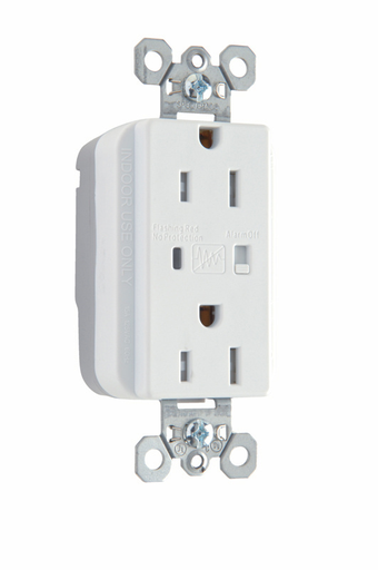 Product image for Pass & Seymour PTTR5262-WSP PlugTail™ Tamper-Resistant Surge Protective Duplex Receptacle, 15A 125V - White