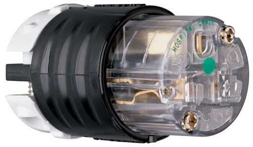 Product image for Pass & Seymour PS5269-XHG 15 Amp 125 Volt 2-Pole 3-Wire NEMA 5-15R Black and Clear Nylon Polarized Straight Blade Connector