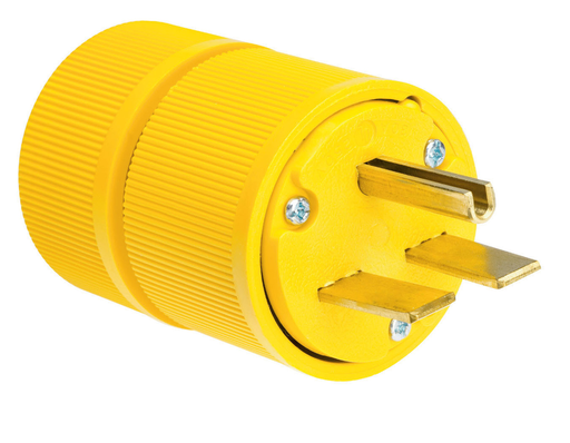Product image for Pass & Seymour D0631 Gator Grip Plug, 2 pole 3wire, 30 amp 250V Grounding - Yellow