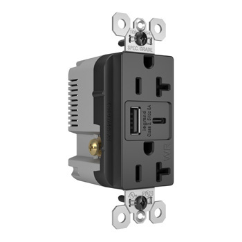 Mayer-DDS-20A 125V Tamper-Resistant Weather-Resistant Receptacle with USB Type A/C Fast Charging Ports, Black-1