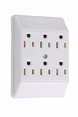 Product image for Pass & Seymour 226-PAW Adapter 2-Outlets to 6-Outlets - White