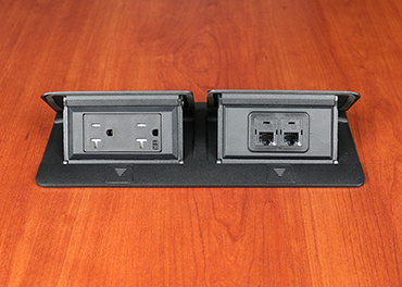 Product image for Wiremold DQFP20BK-2A Cord Ended deQuorum™ Dual Flip-Up Unit