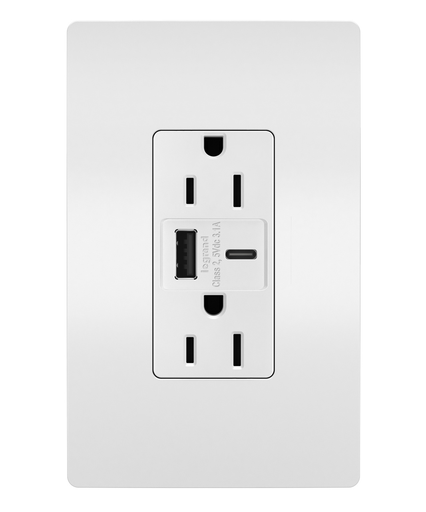 Mayer-DDS-radiant® 15A Tamper-Resistant USB Type A/C Outlet, White-1