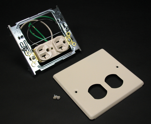 Product image for Wiremold G4047WX 4047-Series Two-Gang Cover One Duplex Receptacle Installed