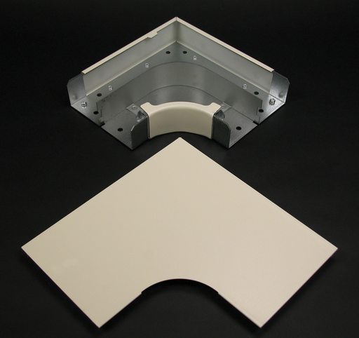 Product image for Wiremold V4011FO 8-3/4" Ivory Steel Multiple Channel Raceway Radiused Full Capacity Flat Elbow