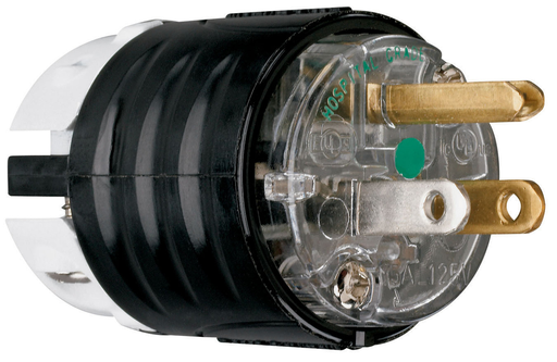 Product image for Pass & Seymour PS5266-XHG 15A 125V Black & Clear Nylon Polarized Straight Blade Plug, 2pole 3wire