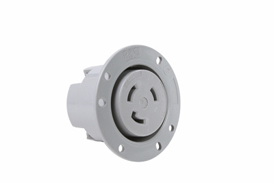 Product image for Pass & Seymour L630-FO 30 Amp 250 VAC 2-Pole 3-Wire NEMA L6-30R Gray Thermoplastic Locking Flanged Receptacle Outlet