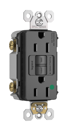 Product image for Pass & Seymour 1597-HGBK 15A 125V Self Test GFCI Hospital Grade Black