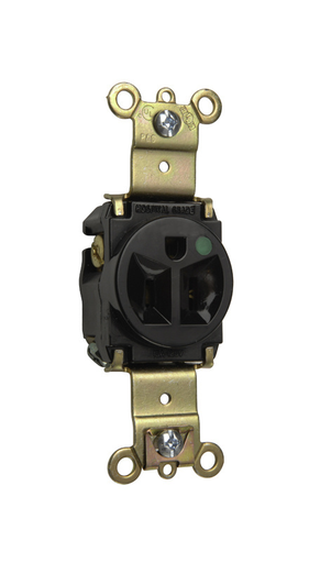 Product image for Pass & Seymour 8201-BK Heavy-Duty Hospital Grade Single Receptacle, Back & Side Wire, 15A 125V - Black