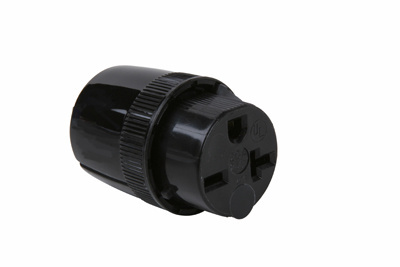Product image for Pass & Seymour 5866-BK 20 Amp 250 Volt 2-Pole 3-Wire NEMA 6-20R Black Nylon Straight Blade Medium Duty Dead Front Connector