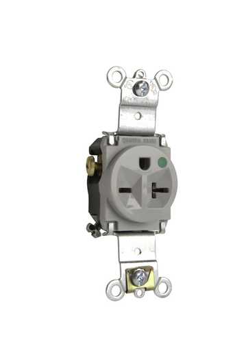 Product image for P&S 8801GRY HOSP GRD SGL RECEPT 20A