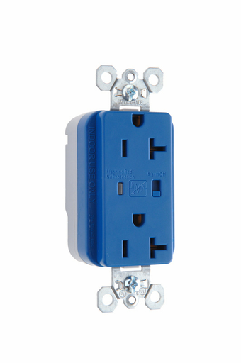 Product image for Pass & Seymour PT5362-BLSP PlugTail™ Extra Heavy-Duty Surge Protective Duplex Receptacle, 20A 125V - Blue