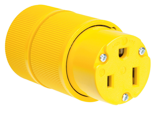 Product image for Pass & Seymour D0553 Gator Grip Connector, 2pole 3wire, 50amp 125V Grounding - Yellow