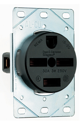 5740 - 30A 250V 15-30R Straight Blade Single Flush Receptacle, 3-Pole, 4-Wire
