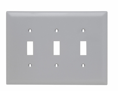 Product image for Pass & Seymour TPJ3-GRY 3Gang Wall Plate, Toggle Switch, Nylon, Jumbo - Gray