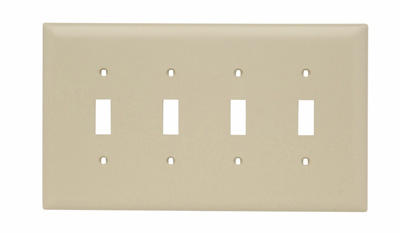Product image for Pass & Seymour TPJ4-I 4Gang Wall Plate, Toggle Switch, Nylon, Jumbo - Ivory
