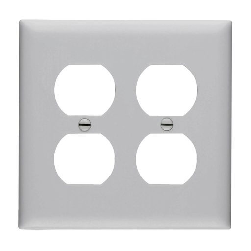 Pass & Seymour TP82-GRY 2Gang Wall Plate, Duplex Receptacle, Nylon, Standard - Gray Product image for Pass & Seymour TP82-GRY 2Gang Wall Plate, Duplex Receptacle, Nylon, Standard - Gray