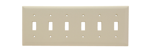 Product image for Pass & Seymour SP6-I 5Gang Wall Plate, 6-Toggle Switch, Standard - Ivory
