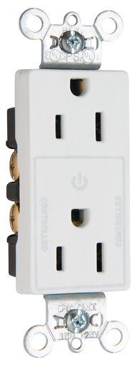 Product image for Pass & Seymour 26252-CHW 15A 125V Decorator Half Controlled Plug Load Duplex Outlet White