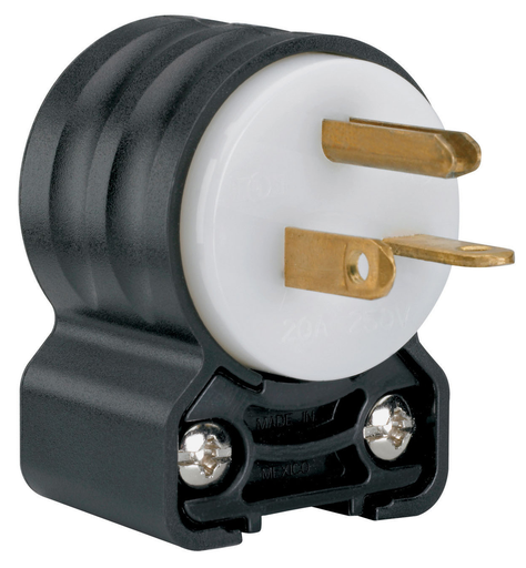 Product image for Pass & Seymour PS5466-SSAN Straight Blade Angle Plug, 2pole 3wire, 20A 250V