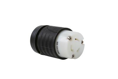 Product image for Pass & Seymour L1020-C 20 Amp 125/250 VAC 3-Pole 3-Wire L10-20R Black and White Nylon Locking Connector