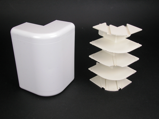 Product image for Wiremold 5418 5-9/32" Ivory Non-Metallic Multiple Channel Raceway External Elbow