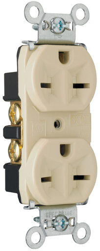 Product image for Pass & Seymour 5662-I Heavy-Duty Spec Grade Duplex Receptacle, Back & Side Wire, 15A 250V - Ivory