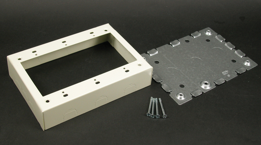 Product image for Wiremold V5747-3 4-5/8 x 6-1/2 x 1-3/8" Ivory Steel 1-Channel Raceway 3-Gang Shallow Switch and Receptacle Box