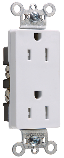 Product image for Pass & Seymour TR26252-W 15A 125V Tamper-Resistant Commercial Grade Decorator Receptacle, White