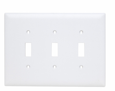 Product image for Pass & Seymour TPJ3-W 3Gang Wall Plate, Toggle Switch, Nylon, Jumbo - White
