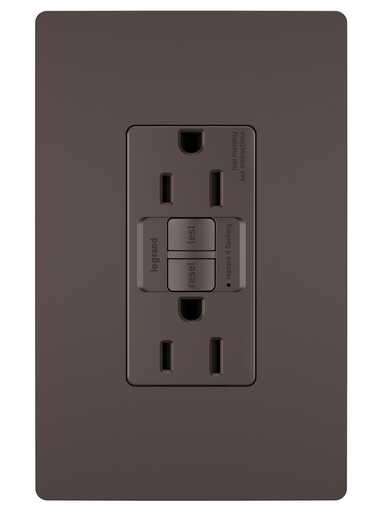 Product image for Pass & Seymour 1597-TRDBCC4 15A 125V GFCI Tamper Resistant Receptacle, Dark Bronze
