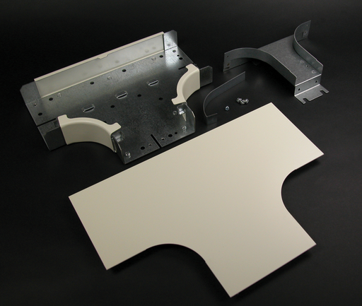 Product image for Wiremold V4015DFO 12-3/4" Ivory Steel Multiple Channel Raceway Radiused Full Capacity Divided Tee