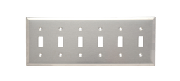 Pass & Seymour SS6 6Gang Wall Plate, Toggle, Standard - 302/304 Stainless Steel