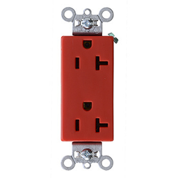 Product image for Pass & Seymour 26352-RED Heavy-Duty Decorator Spec Grade Duplex Receptacle, Back & Side Wire, 20A 125V - Red