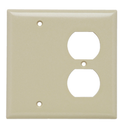 Pass & Seymour SP138-I 2Gang Wall Plate, Blank/Duplex, Standard - Ivory