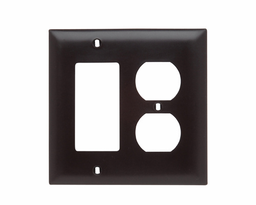 Pass & Seymour TP826 2Gang Wall Plate, Decorator / Duplex Receptacle, Nylon, Standard - Brown