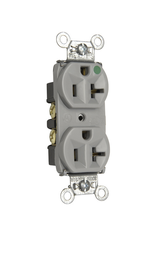 Product image for Pass & Seymour 8300-HGRY Heavy-Duty Hospital Grade Compact Design Duplex Receptacle, Back & Side Wire, 20A 125V - Gray