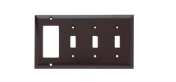 Pass & Seymour SP326 4-Gang 3-Toggle 1-Decorator Brown Smooth Thermoset Plastic Standard Combination Wallplate