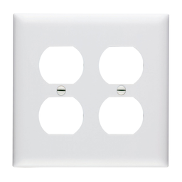 Pass & Seymour TP82-W 2Gang Wall Plate, Duplex Receptacle, Nylon, Standard - White