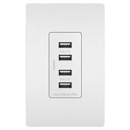Pass & Seymour TM8USB4-WCC6 USB Quad Charger, White