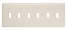 Pass & Seymour TP6-LA 6Gang Wall Plate, Toggle Switch, Nylon, Standard - Light Almond
