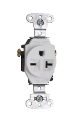 Pass & Seymour 5851-W Heavy-Duty Spec Grade Single Receptacle, Side Wire 20Amp 250Volt, White