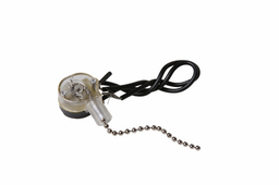 Pass & Seymour 220 Heavy-duty single pole canopy pull siwtch. Two black leads (18 AWG) 6.5 long. RU Listed.