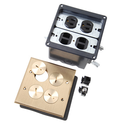 Pass & Seymour FB2-TR-DRKS4-B Tamper Resistant Floor Box Assembly for Brass Two Gang Wood Sub-Floors